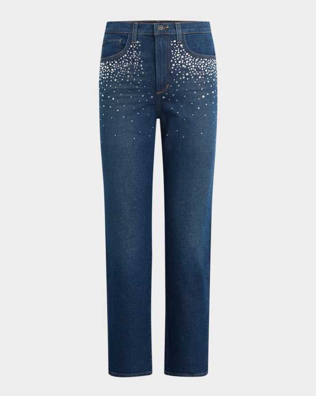 The Margot Slim Straight Crystal-Embellished Jeans